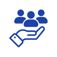 icon representing “Personalized Approach” blue icon representing "Personalized Approach"